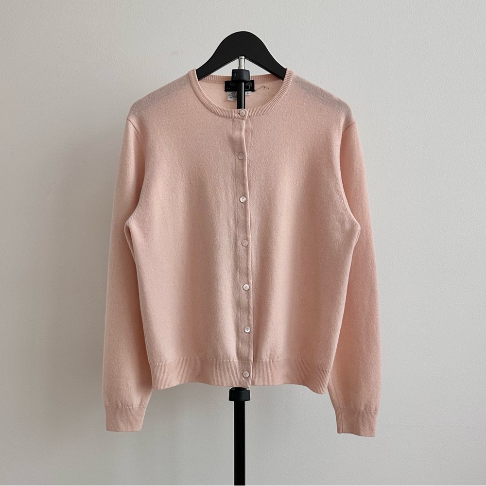 Vintage Country Shop Cashmere Light Pink Crew Neck Cardigan Size L